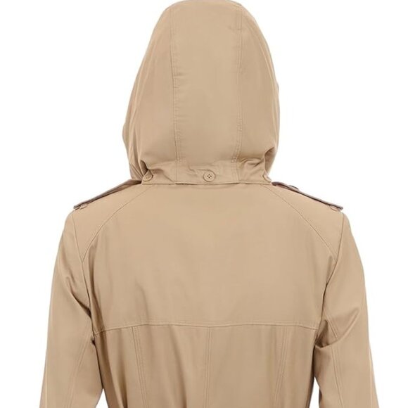 NWT- LONDON FOG SINGLE BREASTED LONG TRENCH COAT WITH EUPAULETTES AND BELT - Picture 9 of 11